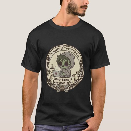 Anpassbares Dead Inside Abzeichen T-Shirt (Vorderseite)