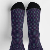 Anpassbares dunkles Navy Blau Grün Punkte Design Socken (Oben)