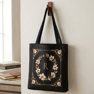 Anpassbares Elegantes Goldenes Blumen- und Blatt-M Tasche