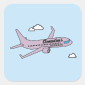 Anpassbares Flugzeug Quadratischer Aufkleber (Vorderseite)