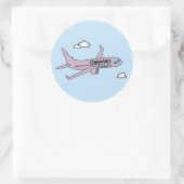Anpassbares Flugzeug  Runder Aufkleber (Tasche)