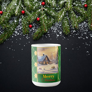 Anpassbares Foto Elegantes grünes und goldenes Wei Kaffeetasse