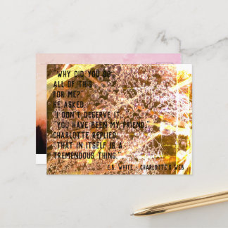 Anpassbares Freundschaftszitat - Charlottes Web Postkarte