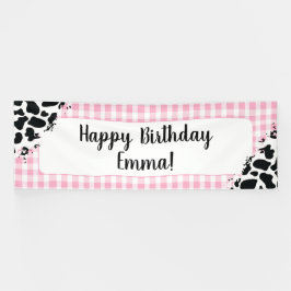 Anpassbares Geburtstagsbanner Rosa Gingham Banner