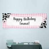 Anpassbares Geburtstagsbanner Rosa Gingham Banner (Messeveranstaltung)