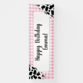 Anpassbares Geburtstagsbanner Rosa Gingham Banner (Vertikal)