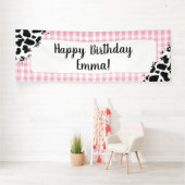 Anpassbares Geburtstagsbanner Rosa Gingham Banner (Insitu)