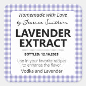 Anpassbares Gingham-Extrakt-Etikett Quadratischer Aufkleber (Vorderseite)
