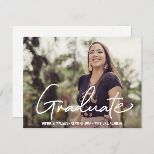 Anpassbares Graduiertenskript-Foto Ankündigung (Vorne/Hinten)