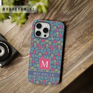 Anpassbares Grau Blau Floral Pink Grün Blumen iPhone 15 Pro Max Hülle