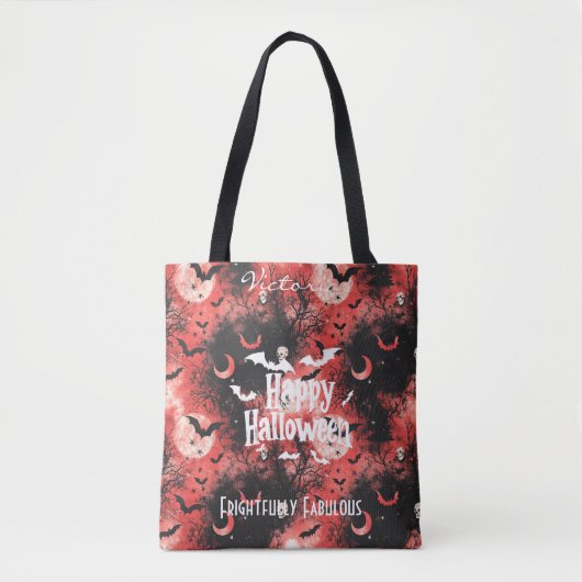 Anpassbares Halloween mit Red Full Moon & Bats Tasche (Vorderseite)