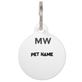 Anpassbares Haustier-ID-Tag mit MW-Monogramm Haustiermarke