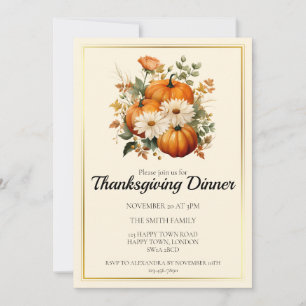 Anpassbares Herbst-Kürbis-Dankeschön-Abendessen Einladung