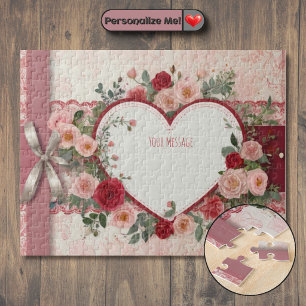 Anpassbares Herz und Rose Puzzle