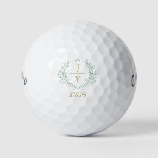 Anpassbares Hochzeitsmonogramm mit Initialen und D Golfball (Vorderseite)