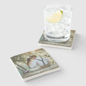 Anpassbares Hochzeitsstil Steinuntersetzer (Seitenansicht)