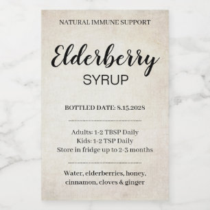 Anpassbares Holunder-Sirup-Label ZEB_03a Weinetikett