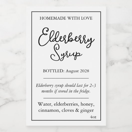 Anpassbares Holunder-Sirup-Label ZEB_05b Weinetikett (Einzelnes Label)