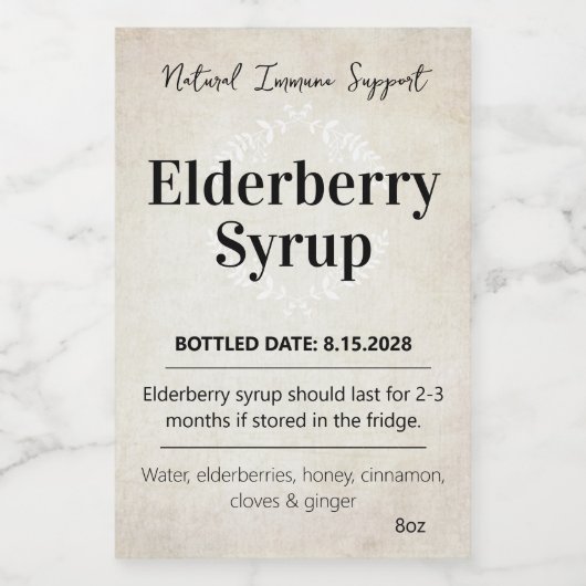 Anpassbares Holunder-Sirup-Label ZEB_06b Weinetikett (Einzelnes Label)