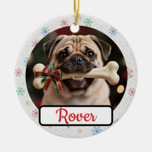 Anpassbares Hund-und-Knochen-Haustierbesitzer-Weih Keramik Ornament