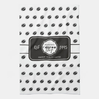 Anpassbares Kaffeehaus-Logo für Unternehmen B&W Geschirrtuch