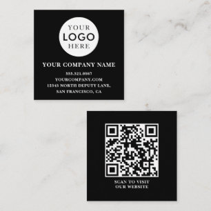 Anpassbares Logo Professioneller QR-Code Schwarz Quadratische Visitenkarte