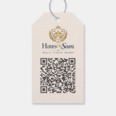 Anpassbares Logo und QR-Code Soft Warm Elfenbein Geschenkanhänger (Rückseite)