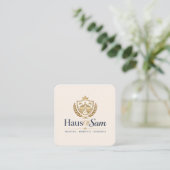 Anpassbares Logo und QR-Code Soft Warm Elfenbein  Telefonnummerkarte (Stehend Vorderseite)