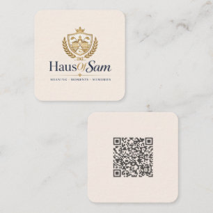 Anpassbares Logo und QR-Code Soft Warm Elfenbein  Telefonnummerkarte