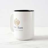 Anpassbares Logo und QR-Code Soft Warm Ivory  Zweifarbige Tasse (Vorderseite Links)