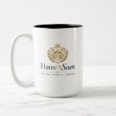 Anpassbares Logo und QR-Code Soft Warm Ivory  Zweifarbige Tasse (Links)