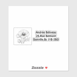 Anpassbares Mohnblütenetikett Aufkleber