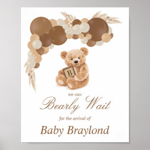 Anpassbares neutrales braunes Pampas-Teddybär-Schi Poster