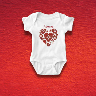 Anpassbares New Mexico Zia Herz Baby Strampler