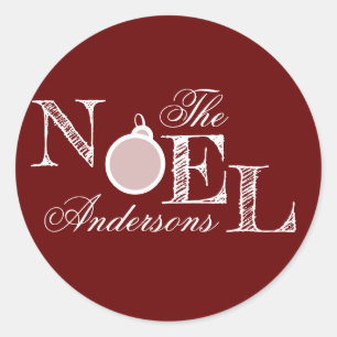 Anpassbares Noel-Maroon-Feiertagsdesign Runder Aufkleber