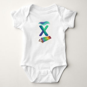 Anpassbares Nordlicht Buchstabe X Xylophon Baby Strampler