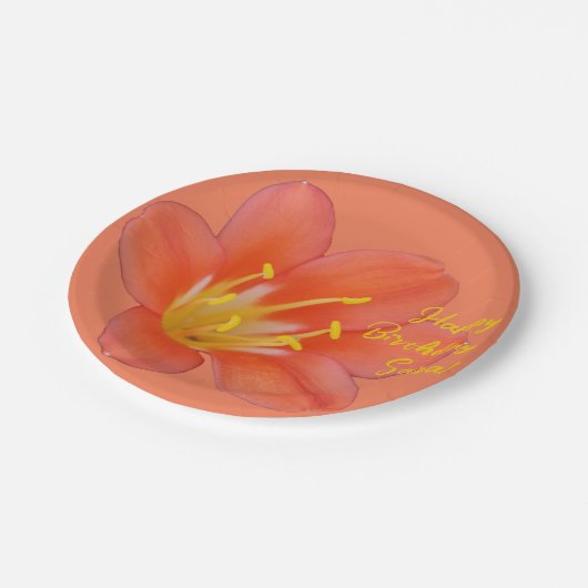 Anpassbares Orange-Blume-Foto | Pappteller (Schrägansicht)