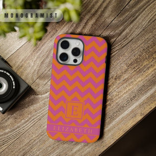 Anpassbares Orange Pink Chevron-Muster iPhone 15 Pro Max Hülle