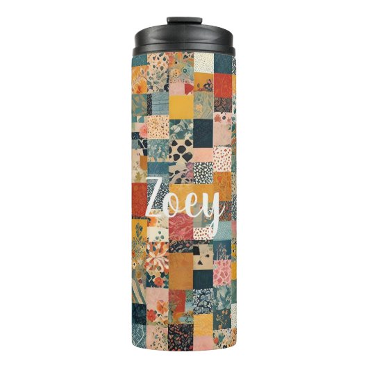 Anpassbares Patchwork-Muster Thermosbecher (Vorderseite)