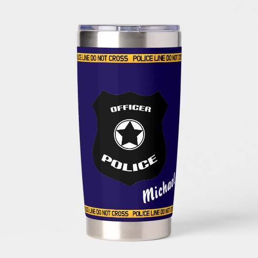 Anpassbares Polizeihommage-Design mit Abzeichen  Thermobecher (Rückseite)
