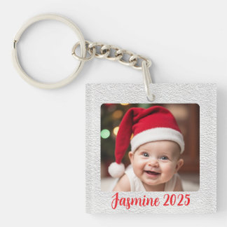 Anpassbares quadratisches Acryl-Baby-Erstweihnacht Schlüsselanhänger