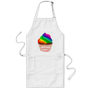 Anpassbares Regenbogen-Cupcake-Stolz-Design Lange Schürze