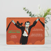 Anpassbares Retro-Dracula Einladung (Stehend Vorderseite)