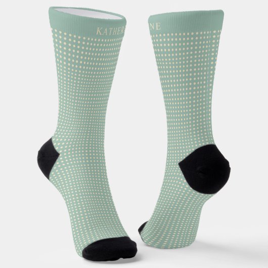 Anpassbares Salbeigrün Gelb Polka-Punkt-Design Socken (Gewinkelt)
