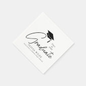 Anpassbares Skriptschwarz-weißes Abschluss-Papier Serviette (Ecke)