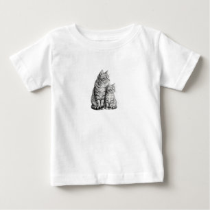 Anpassbares Süßes Katze und Kätzchen Skizze Baby T T-shirt