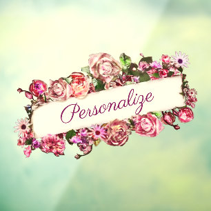 Anpassbares Vintage-Business-Mädchen-Blumen-Store Fensteraufkleber