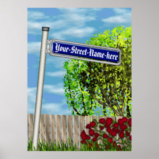Anpassbares vintage deutsches Straßenschild - Poster