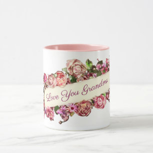 Anpassbares Vintage-Mädchen-Blumen-"Ich liebe dich Tasse