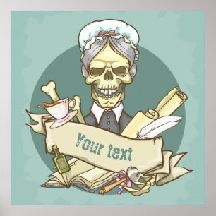 Anpassbares Vintage-Totenkopf-Poster Poster
